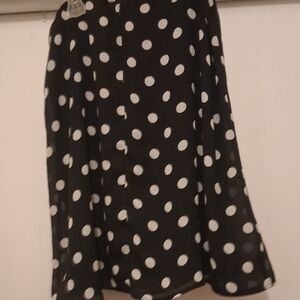 New York & Company Black and White Polka Dot Skater Skirt  mini 100% Polyester